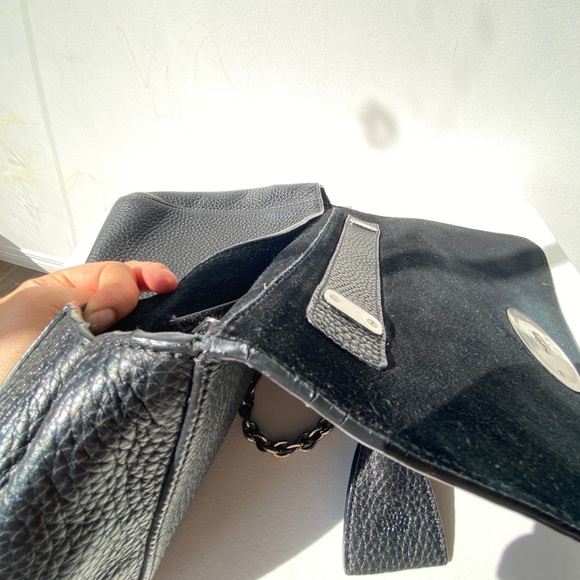 Mulberry Medium Lily Black Leather Silver Chain Designer Handbag Shoulder Bag - Picture 9 of 15